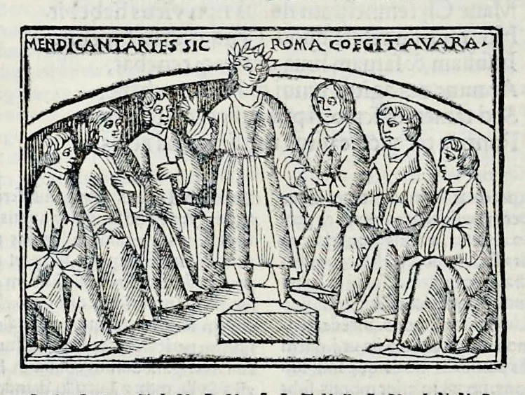 An illustration from Ivnii Ivvenalis Aqvinatis Satyrographi opvs : nunc demvm ab omnibvs mendis purgatum, & pluribus collatis exemplaribus suo candori restitutum, 1548, leaf 163