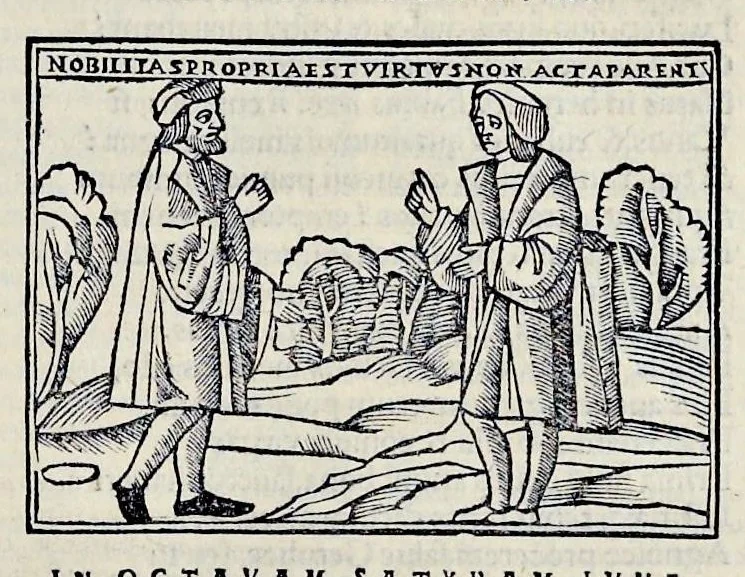 An illustration from Ivnii Ivvenalis Aqvinatis Satyrographi opvs : nunc demvm ab omnibvs mendis purgatum, & pluribus collatis exemplaribus suo candori restitutum, 1548, leaf 184