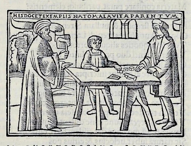 An illustration from Ivnii Ivvenalis Aqvinatis Satyrographi opvs : nunc demvm ab omnibvs mendis purgatum, & pluribus collatis exemplaribus suo candori restitutum, 1548, leaf 270