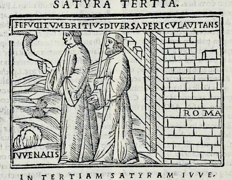 An illustration from Ivnii Ivvenalis Aqvinatis Satyrographi opvs : nunc demvm ab omnibvs mendis purgatum, & pluribus collatis exemplaribus suo candori restitutum, 1548, leaf 65