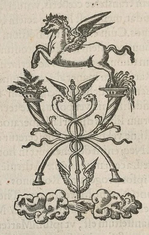 An illustration from En tibi lector Robertvm Valtvrivm, ad illvstrem heroa Sigismvndum Pandulphum Malatestam Ariminensium regem, De re militari libris XII : multò emaculatius, ac picturis, quae plurimae in eo sunt, elegantioribus expressum, quam cum Veronae inter initia artis chalcographicae anno M.cccclxxxiii. inuulgaretur, 1532, leaf 1
