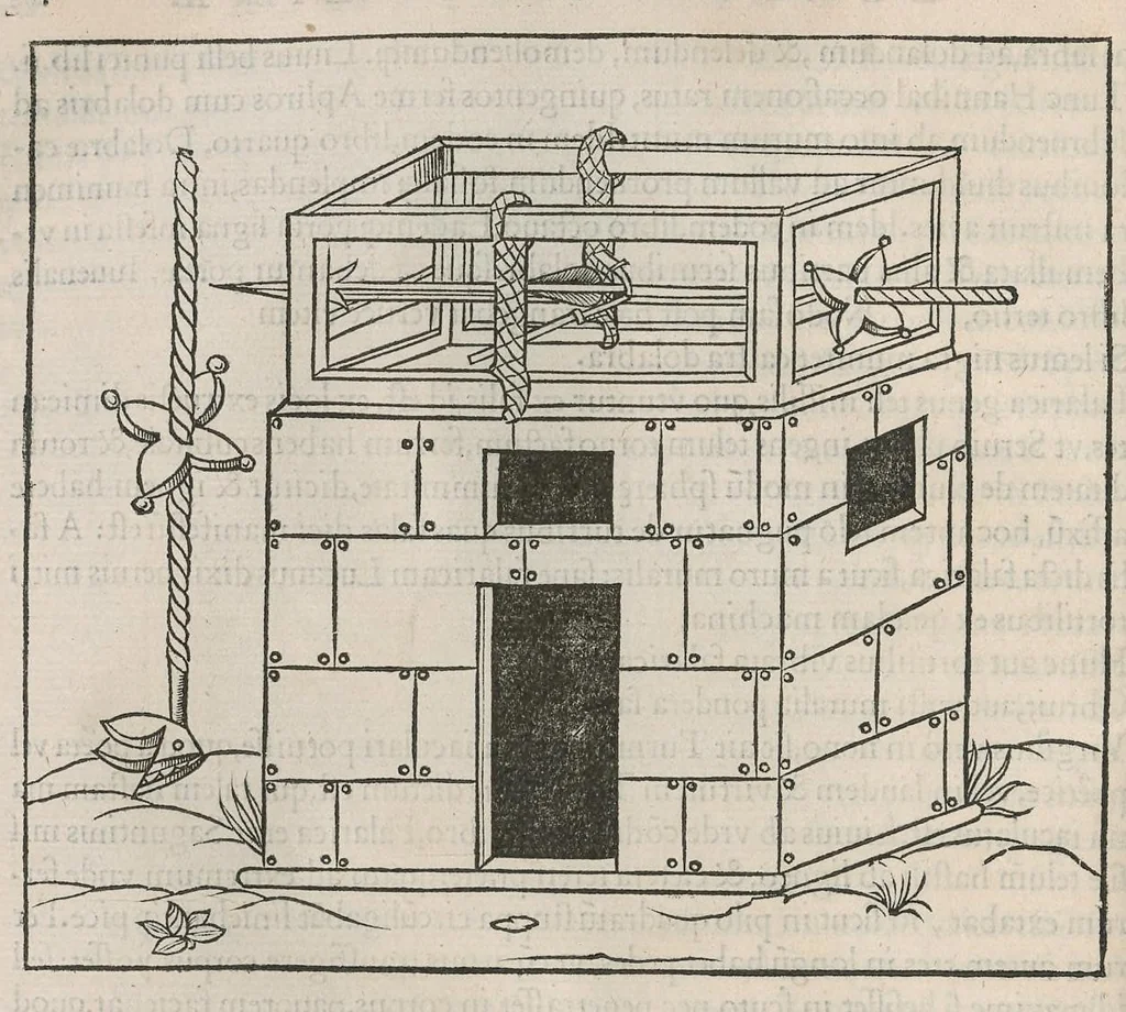 An illustration from En tibi lector Robertvm Valtvrivm, ad illvstrem heroa Sigismvndum Pandulphum Malatestam Ariminensium regem, De re militari libris XII : multò emaculatius, ac picturis, quae plurimae in eo sunt, elegantioribus expressum, quam cum Veronae inter initia artis chalcographicae anno M.cccclxxxiii. inuulgaretur, 1532, leaf 237