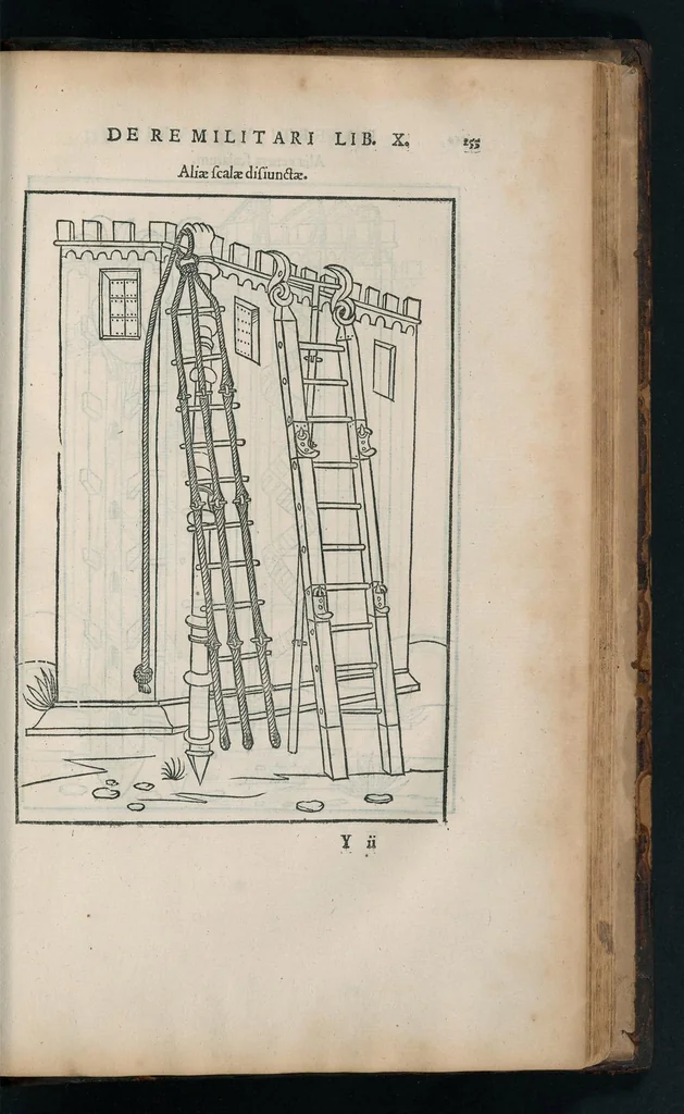 An illustration from En tibi lector Robertvm Valtvrivm, ad illvstrem heroa Sigismvndum Pandulphum Malatestam Ariminensium regem, De re militari libris XII : multò emaculatius, ac picturis, quae plurimae in eo sunt, elegantioribus expressum, quam cum Veronae inter initia artis chalcographicae anno M.cccclxxxiii. inuulgaretur, 1532, leaf 268