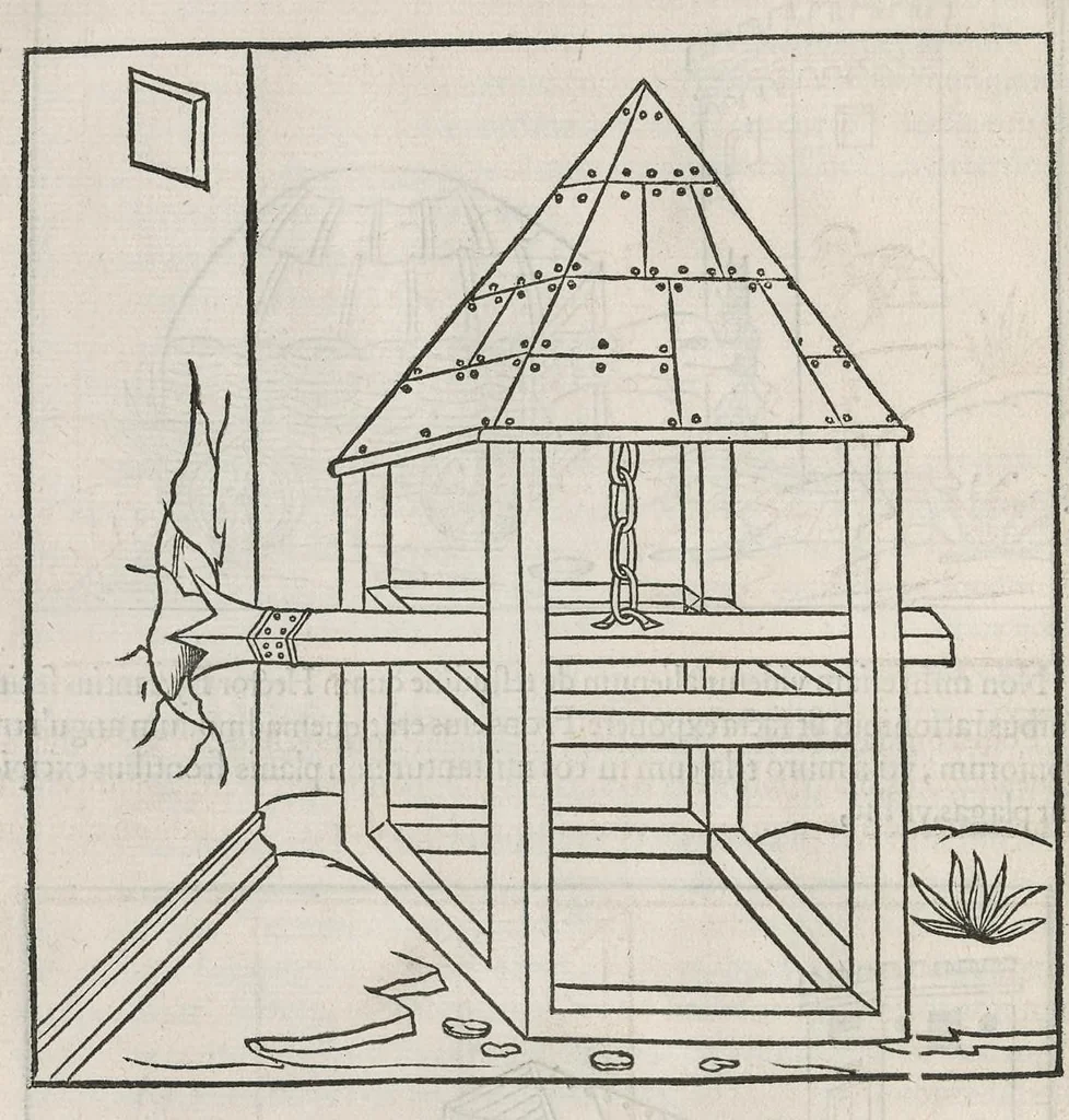 An illustration from En tibi lector Robertvm Valtvrivm, ad illvstrem heroa Sigismvndum Pandulphum Malatestam Ariminensium regem, De re militari libris XII : multò emaculatius, ac picturis, quae plurimae in eo sunt, elegantioribus expressum, quam cum Veronae inter initia artis chalcographicae anno M.cccclxxxiii. inuulgaretur, 1532, leaf 293