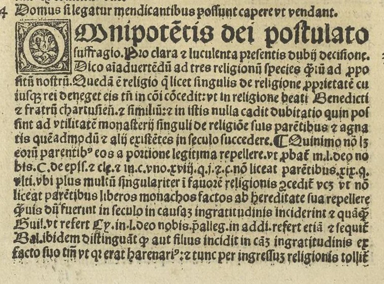 An illustration from Panormitani Consilia, quaestiones & tractatus : in hoc volvmine continentvr consiliorvm libri duo, tractatus de Concilio Basiliensi, & questiones clarissimi Decretorum doctoris Nicolai de Tudeschis ... : cum summarijs ac indice : ea fide atq[ue] uigilantia omnia excusa, ut nihil hactenus euulgatorũ desideretur, 1546, leaf 153