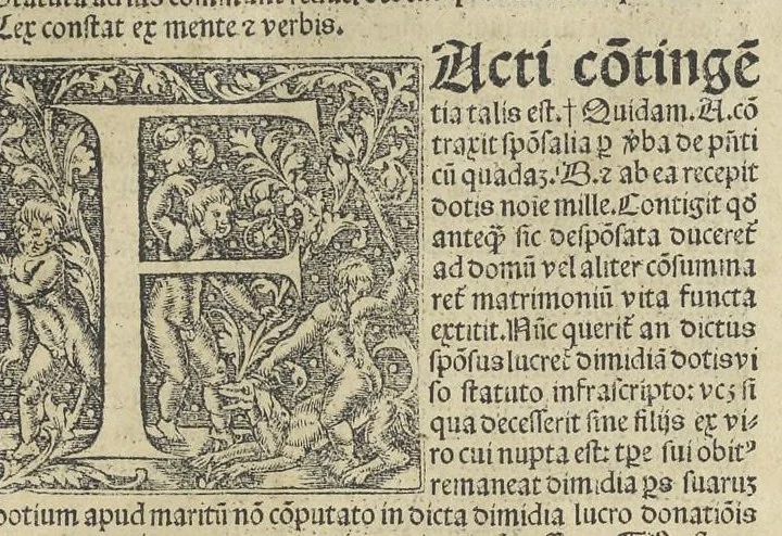 An illustration from Panormitani Consilia, quaestiones & tractatus : in hoc volvmine continentvr consiliorvm libri duo, tractatus de Concilio Basiliensi, & questiones clarissimi Decretorum doctoris Nicolai de Tudeschis ... : cum summarijs ac indice : ea fide atq[ue] uigilantia omnia excusa, ut nihil hactenus euulgatorũ desideretur, 1546, leaf 6