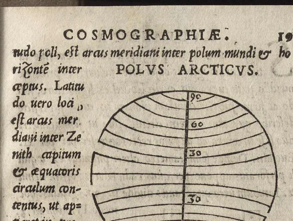 An illustration from Cosmographiae introdvctio : cum quibusdam geometriae ac astronomiae principijs ad eam rem necessarijs, 1533, leaf 40