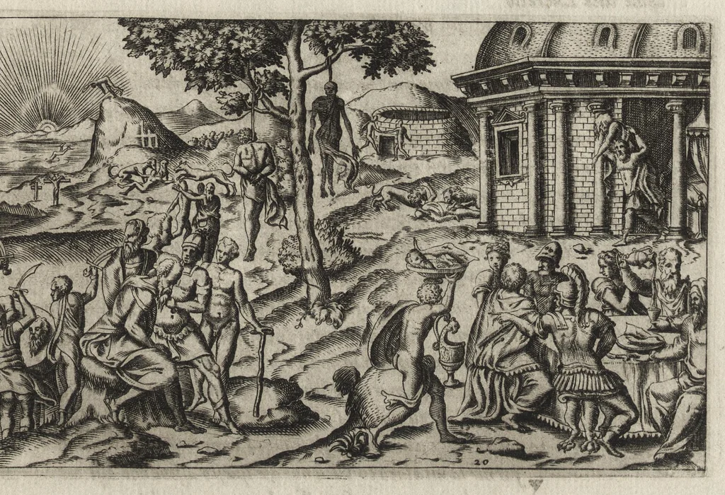 An illustration from Fvnerali antichi di diuersi popoli, et nationi : forma, ordine, et pompa di sepolture, di essequie, di consecrationi antiche et d'altro, 1574, leaf 106