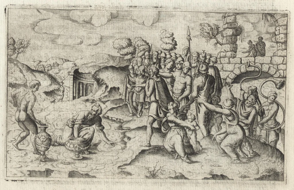 An illustration from Fvnerali antichi di diuersi popoli, et nationi : forma, ordine, et pompa di sepolture, di essequie, di consecrationi antiche et d'altro, 1574, leaf 27