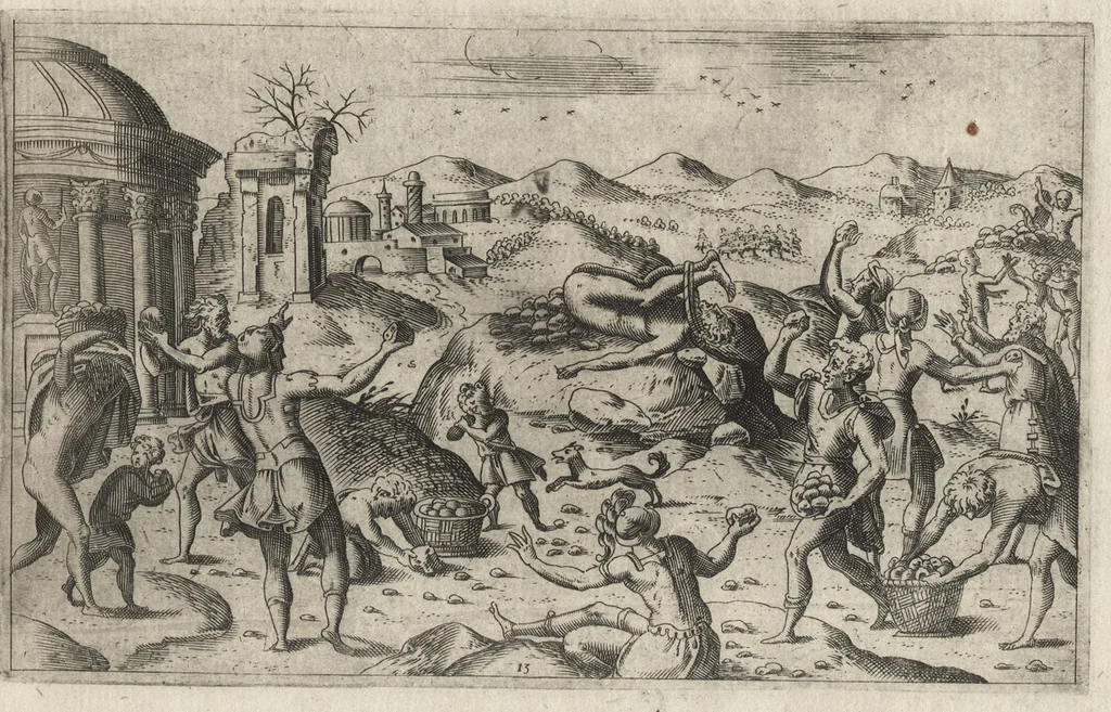 An illustration from Fvnerali antichi di diuersi popoli, et nationi : forma, ordine, et pompa di sepolture, di essequie, di consecrationi antiche et d'altro, 1574, leaf 88