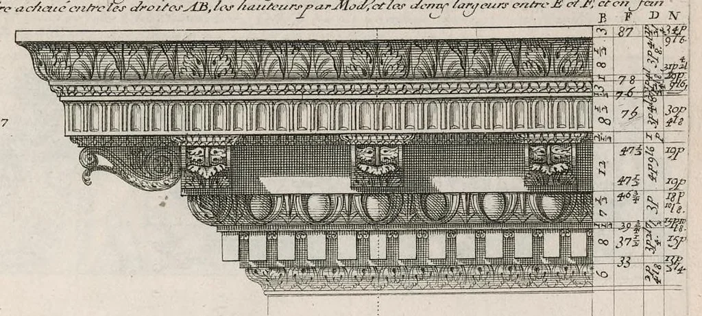 An illustration from Des ordres de colõnes en l'architecture, et plusieurs aũes dependances dicelle, 1664, leaf 16