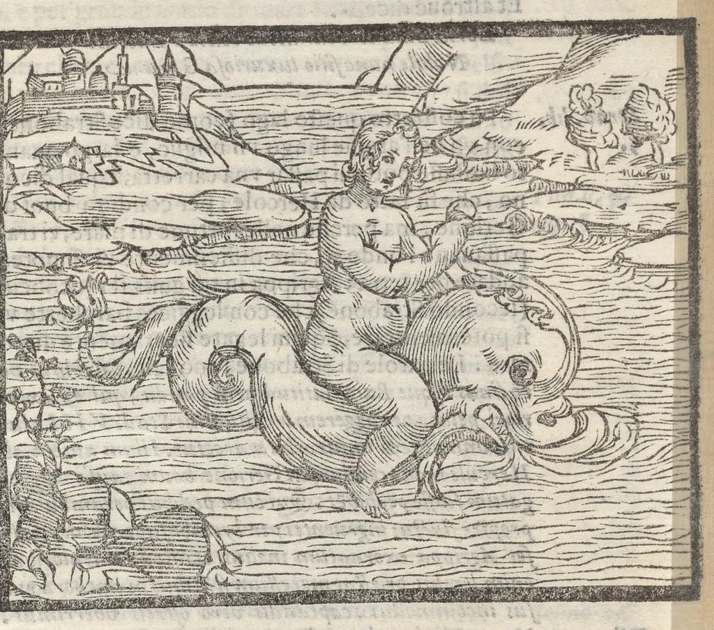 An illustration from Sito et antichita della citta di Pozzuolo : e del suo amenissimo distretto, con la descrittione di tutti i luoghi notabili e degni di memoria, e di Cuma, e di Baia, e di Miseno, e degli altri luoghi conuicini : con le figure de gli edificij, e con gli epitafi che vi sono, 1606, leaf 102