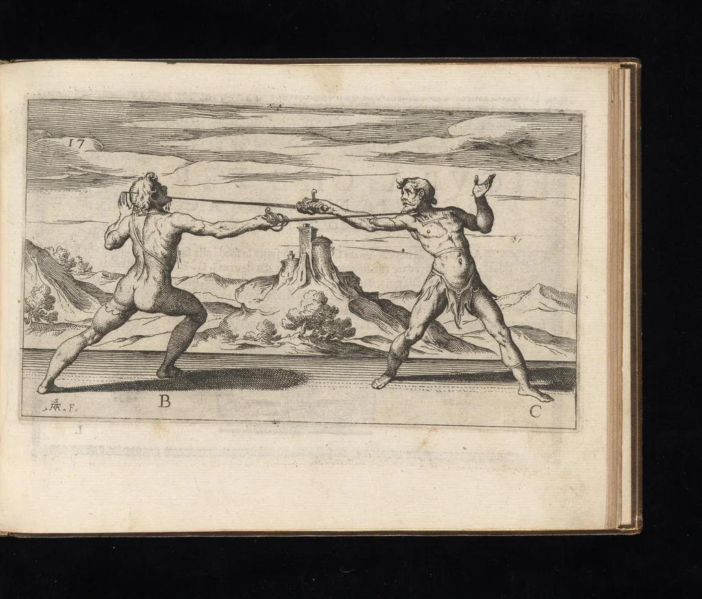 An illustration from Gran simulacro dell'arte e dell'uso della scherma, 1610, leaf 84