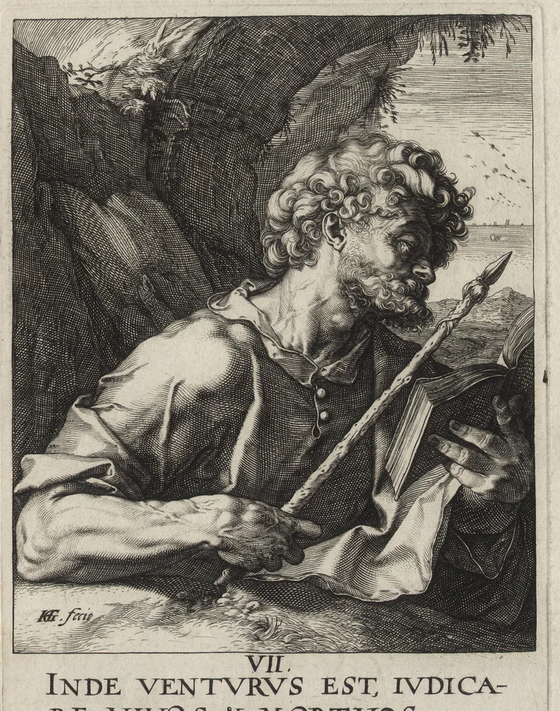 An illustration from [The Creed in 14 engravings] [graphic], 1589, leaf 34