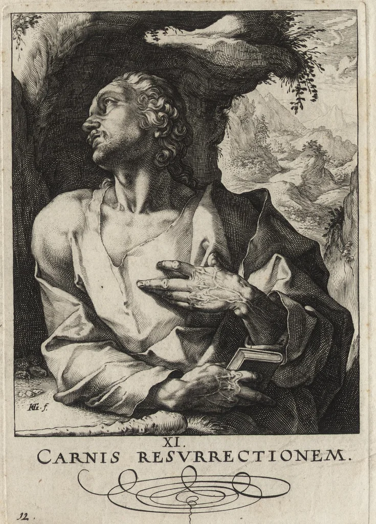 An illustration from [The Creed in 14 engravings] [graphic], 1589, leaf 50