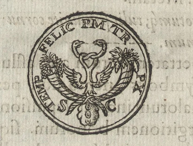 An illustration from Antiquae tabulae marmoreae solis effigie symbolisque exculptae accurata explicatio : qua priscae quaedam mythologiae, ac nonnulla praeterea vetera monumenta marmorum, gemmarum, nomismatum illustrantur, 1617, leaf 71