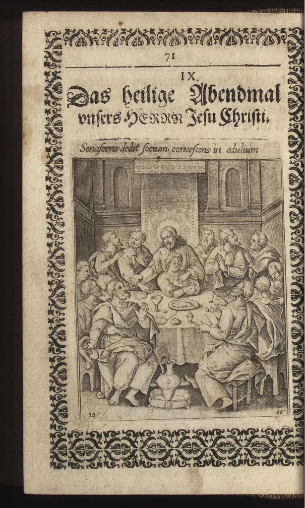 An illustration from Vita Christi, das ist, das Leben, vnschuldige Leiden, heilige Blutuergiessen, vnnd heilwirdiger Tode Jesu Christi vnnsers Erlösers vnd Seeligmachers : mit andechtigen Gebeten vnd in Kupffer gestochne[n] Figuren gezieret, 1621, leaf 103