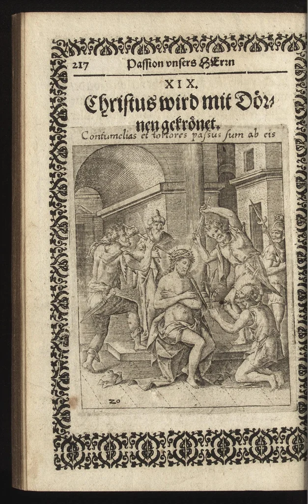 An illustration from Vita Christi, das ist, das Leben, vnschuldige Leiden, heilige Blutuergiessen, vnnd heilwirdiger Tode Jesu Christi vnnsers Erlösers vnd Seeligmachers : mit andechtigen Gebeten vnd in Kupffer gestochne[n] Figuren gezieret, 1621, leaf 249