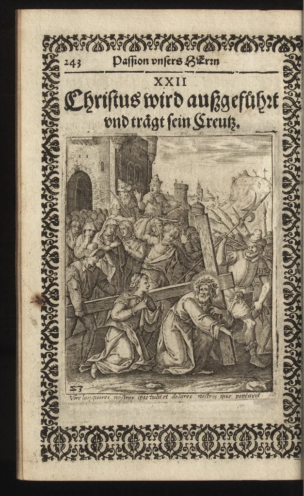 An illustration from Vita Christi, das ist, das Leben, vnschuldige Leiden, heilige Blutuergiessen, vnnd heilwirdiger Tode Jesu Christi vnnsers Erlösers vnd Seeligmachers : mit andechtigen Gebeten vnd in Kupffer gestochne[n] Figuren gezieret, 1621, leaf 275
