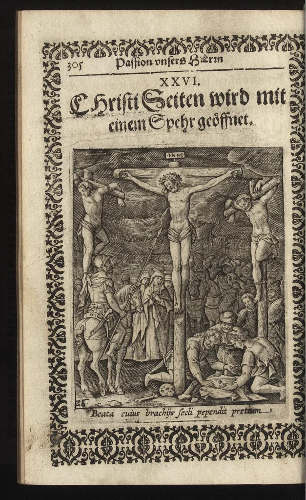 An illustration from Vita Christi, das ist, das Leben, vnschuldige Leiden, heilige Blutuergiessen, vnnd heilwirdiger Tode Jesu Christi vnnsers Erlösers vnd Seeligmachers : mit andechtigen Gebeten vnd in Kupffer gestochne[n] Figuren gezieret, 1621, leaf 337