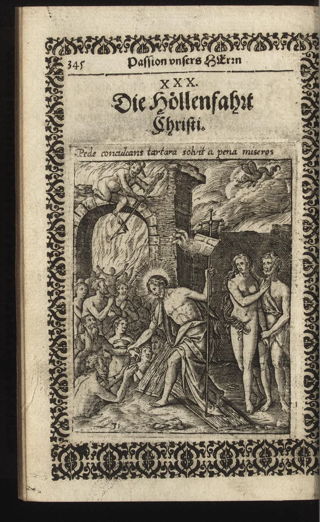 An illustration from Vita Christi, das ist, das Leben, vnschuldige Leiden, heilige Blutuergiessen, vnnd heilwirdiger Tode Jesu Christi vnnsers Erlösers vnd Seeligmachers : mit andechtigen Gebeten vnd in Kupffer gestochne[n] Figuren gezieret, 1621, leaf 377