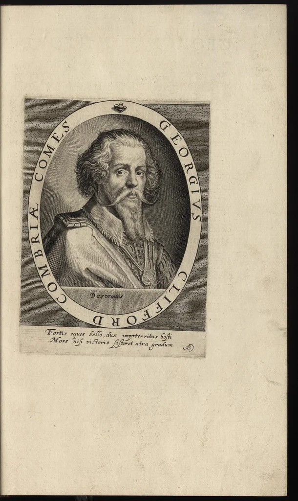 An illustration from Herōologia Anglica, hoc est, Clarissimorum et doctissimorum aliq[uo]t Anglorum qui floruerunt ab anno Cristi M.D. usq[ue] ad presentem annum M.D.CXX vivae effigies, vitae, et elogia duobus tomis, 1620, leaf 152