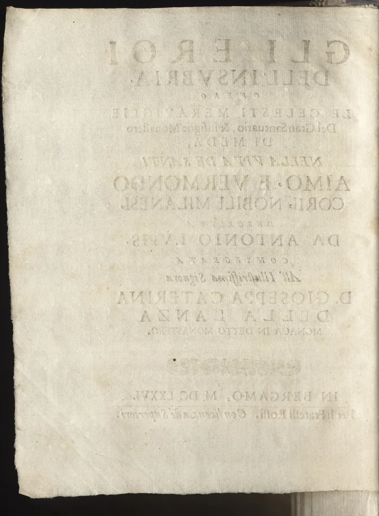 An illustration from Gli eroi dell'Insubria, ouero, Le celesti merauiglie del gran santuario & insigne monastero di Meda nella vita de santi Aimo e Vermondo Corii, nobili milanesi, 1676, leaf 5