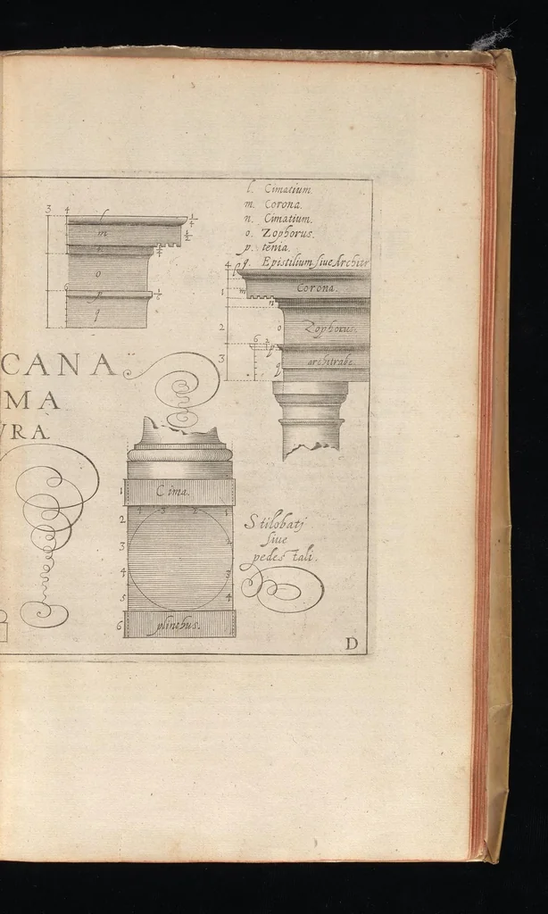 An illustration from L'architecture, contenant la toscane, dorique, ionique, corinthiaque, et composee, 1628, leaf 14