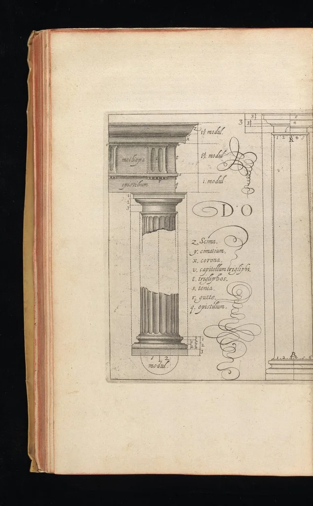 An illustration from L'architecture, contenant la toscane, dorique, ionique, corinthiaque, et composee, 1628, leaf 19