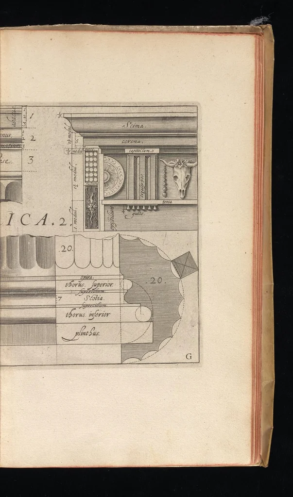An illustration from L'architecture, contenant la toscane, dorique, ionique, corinthiaque, et composee, 1628, leaf 24