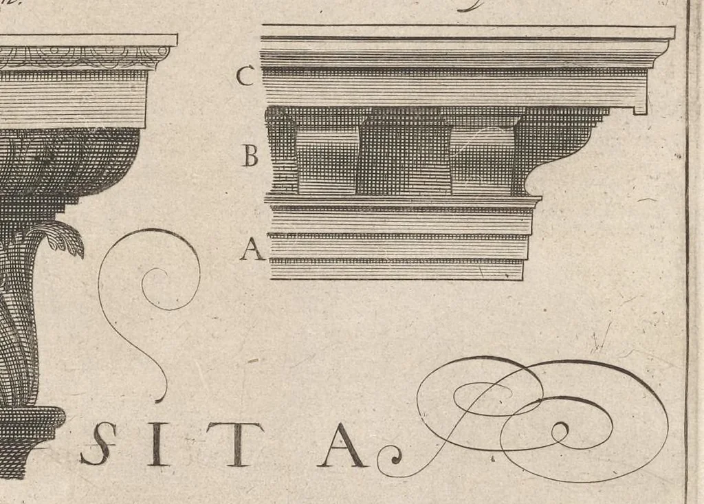 An illustration from L'architecture, contenant la toscane, dorique, ionique, corinthiaque, et composee, 1628, leaf 66
