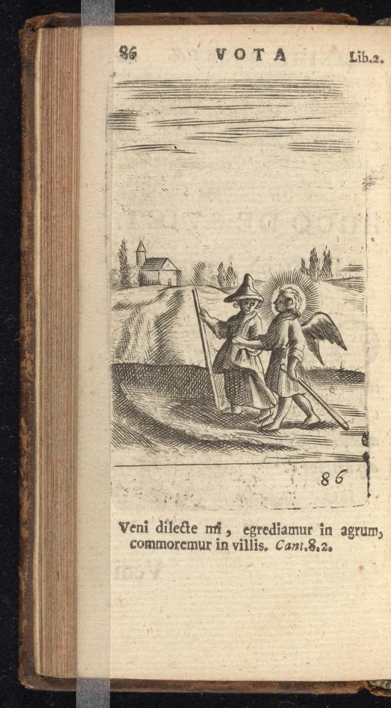 An illustration from Pia desideria, viz. 1. Gemitus animae poenitentis, 2. Vota animae sanctae, 3. Suspiria animae amantis, 1677, leaf 107