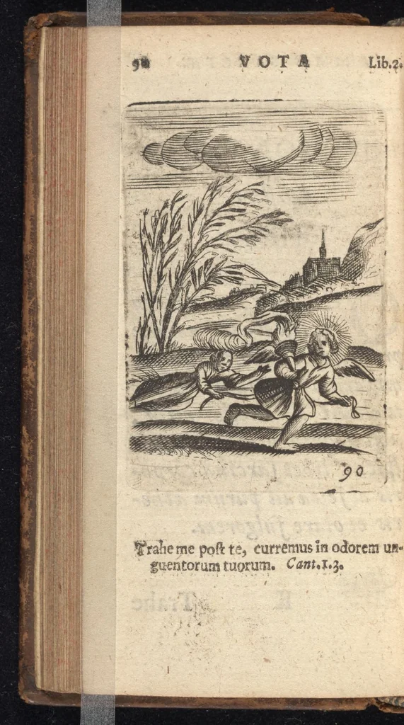An illustration from Pia desideria, viz. 1. Gemitus animae poenitentis, 2. Vota animae sanctae, 3. Suspiria animae amantis, 1677, leaf 111