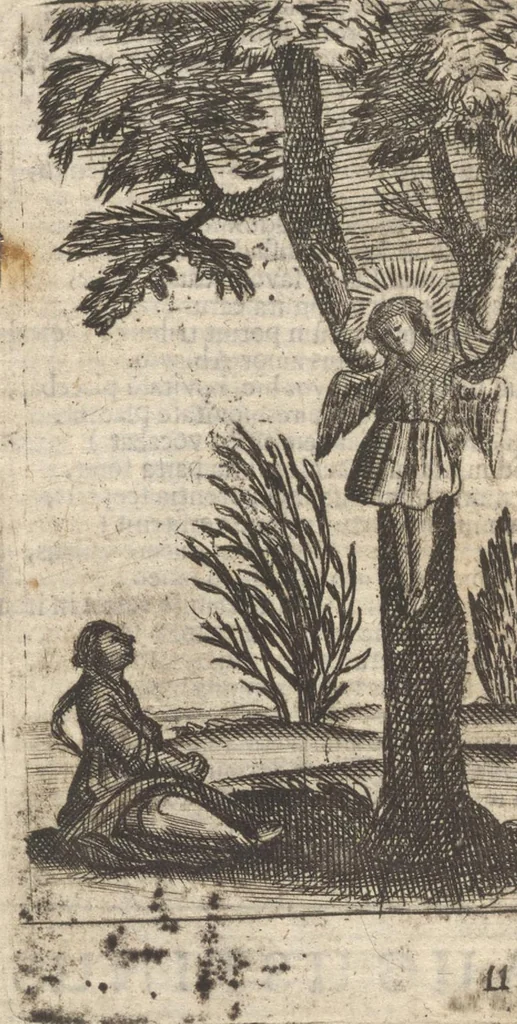 An illustration from Pia desideria, viz. 1. Gemitus animae poenitentis, 2. Vota animae sanctae, 3. Suspiria animae amantis, 1677, leaf 135