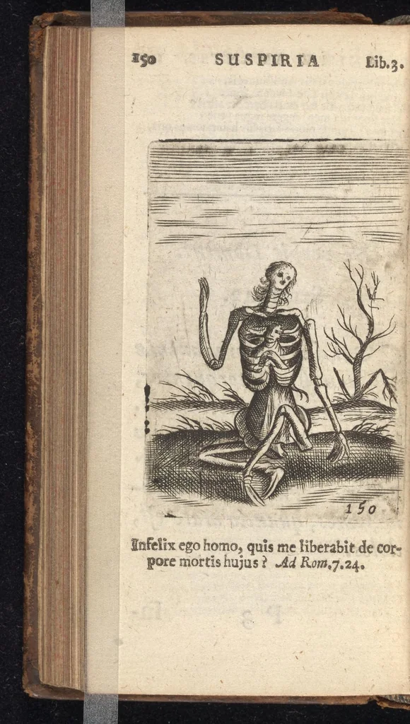 An illustration from Pia desideria, viz. 1. Gemitus animae poenitentis, 2. Vota animae sanctae, 3. Suspiria animae amantis, 1677, leaf 171