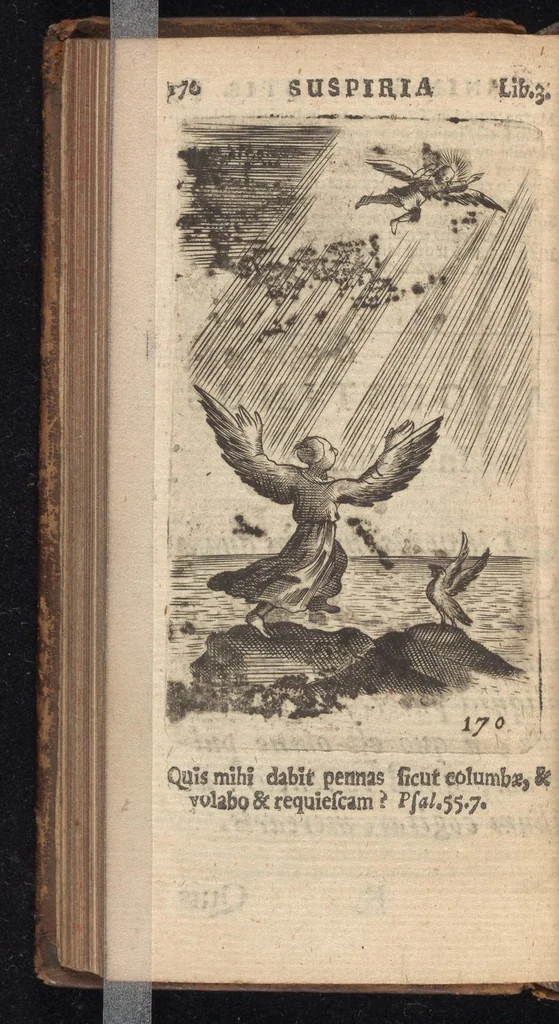 An illustration from Pia desideria, viz. 1. Gemitus animae poenitentis, 2. Vota animae sanctae, 3. Suspiria animae amantis, 1677, leaf 191