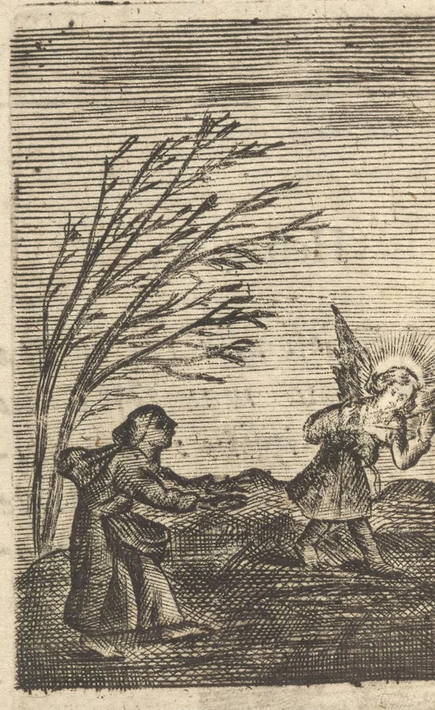 An illustration from Pia desideria, viz. 1. Gemitus animae poenitentis, 2. Vota animae sanctae, 3. Suspiria animae amantis, 1677, leaf 23