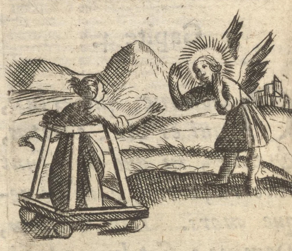 An illustration from Pia desideria, viz. 1. Gemitus animae poenitentis, 2. Vota animae sanctae, 3. Suspiria animae amantis, 1677, leaf 91