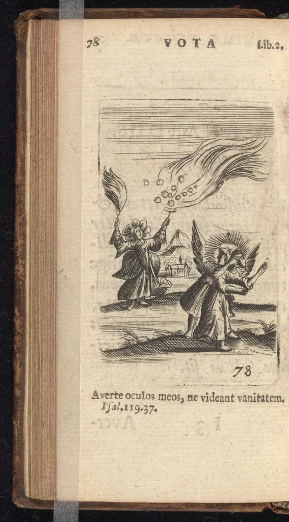 An illustration from Pia desideria, viz. 1. Gemitus animae poenitentis, 2. Vota animae sanctae, 3. Suspiria animae amantis, 1677, leaf 99