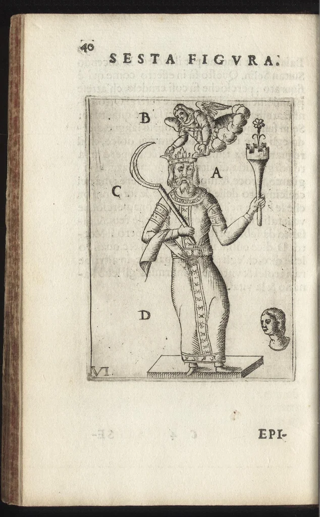 An illustration from Vaticinivm Severi, et Leonis imperatorvm, in qvo videtvr finis Tvrcarum in praesenti eorum imperatore, vnà cum alijs nonnullis in hac re vaticinijs. Profetia di Severo, et Leone imperatori, nella qvale si vede il fine de Turchi nel presente loro imperatore, con alcune altre profetie in questo proposito, 1596, leaf 43