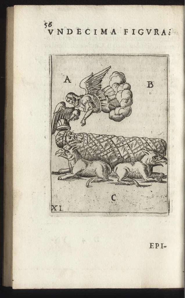 An illustration from Vaticinivm Severi, et Leonis imperatorvm, in qvo videtvr finis Tvrcarum in praesenti eorum imperatore, vnà cum alijs nonnullis in hac re vaticinijs. Profetia di Severo, et Leone imperatori, nella qvale si vede il fine de Turchi nel presente loro imperatore, con alcune altre profetie in questo proposito, 1596, leaf 59