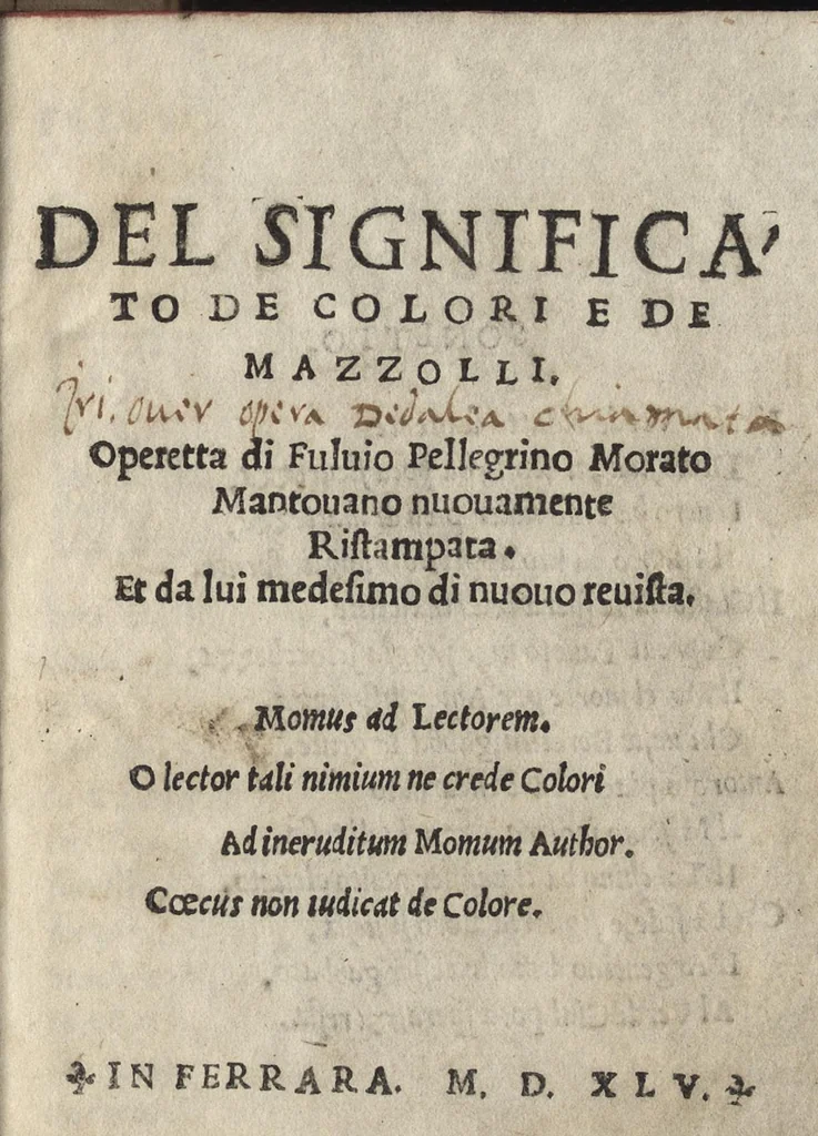 An illustration from Del significato de colori e de mazzolli : operetta, 1545, leaf 4