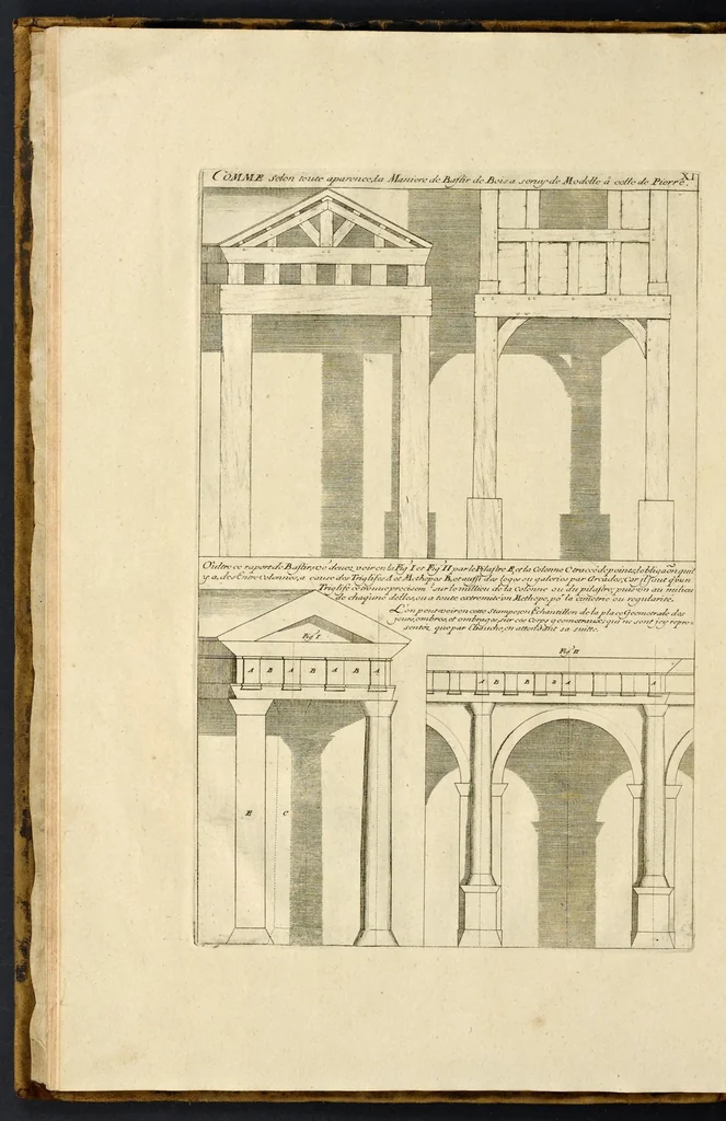 An illustration from Traité des manieres de dessiner les ordres de l'architectvre antiqve en tovtes levrs parties : avec plusieurs belles particularitez qui nont point parû jusques a present, touch.t les bastim.ts de marque comme, la natvrelle entresuitte des gros et menüs membres de leurs degrez ou escaliers : puis, le moyen darrester par dessein et modelle en petit, les parties d'vn edifice, en sorte questant executé en grand, il fasse l'effet que l'on sest proposé : et enfin, la pratiqve de trouuer la place geometrale des jours, ombres et ombrages sur les corps geometraux, leaf 29