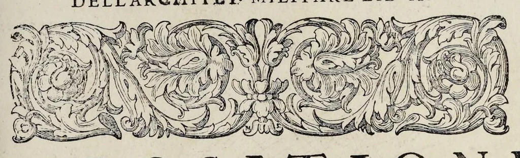 An illustration from Della architettvra militare del capitanio Francesco de' Marchi bolognese, gentil'hvomo romano, libri tre : nelli qvali si descrivono li veri modi del fortificare, che si vsa a' tempi moderni : con vn breve, et vtile trattato, nel quale si dimostrano li modi del fabricar l'artigliaria, & la prattica di adoperarla, da quelli che hanno carico di essa, 1599, leaf 292