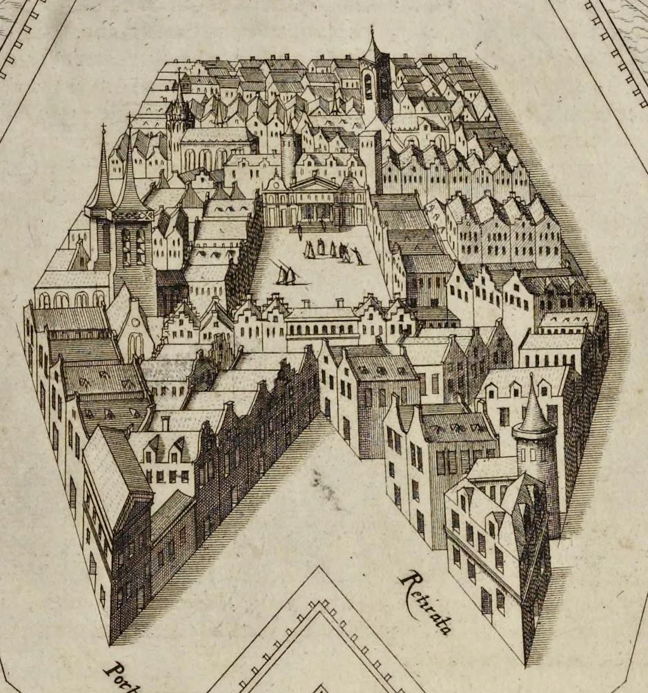 An illustration from Della architettvra militare del capitanio Francesco de' Marchi bolognese, gentil'hvomo romano, libri tre : nelli qvali si descrivono li veri modi del fortificare, che si vsa a' tempi moderni : con vn breve, et vtile trattato, nel quale si dimostrano li modi del fabricar l'artigliaria, & la prattica di adoperarla, da quelli che hanno carico di essa, 1599, leaf 306