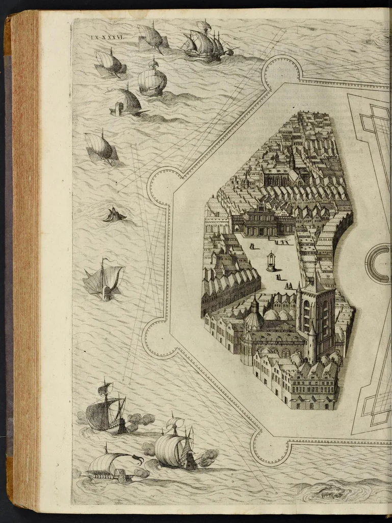 An illustration from Della architettvra militare del capitanio Francesco de' Marchi bolognese, gentil'hvomo romano, libri tre : nelli qvali si descrivono li veri modi del fortificare, che si vsa a' tempi moderni : con vn breve, et vtile trattato, nel quale si dimostrano li modi del fabricar l'artigliaria, & la prattica di adoperarla, da quelli che hanno carico di essa, 1599, leaf 433