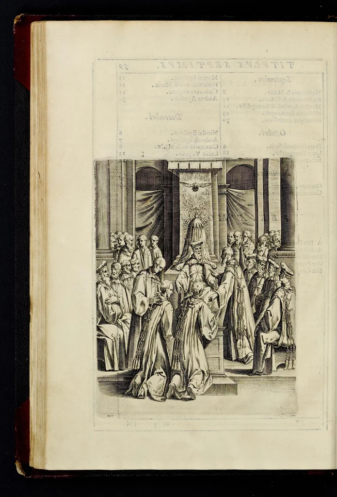 An illustration from Statvta Hospitalis Hiervsalem, 1588, leaf 141