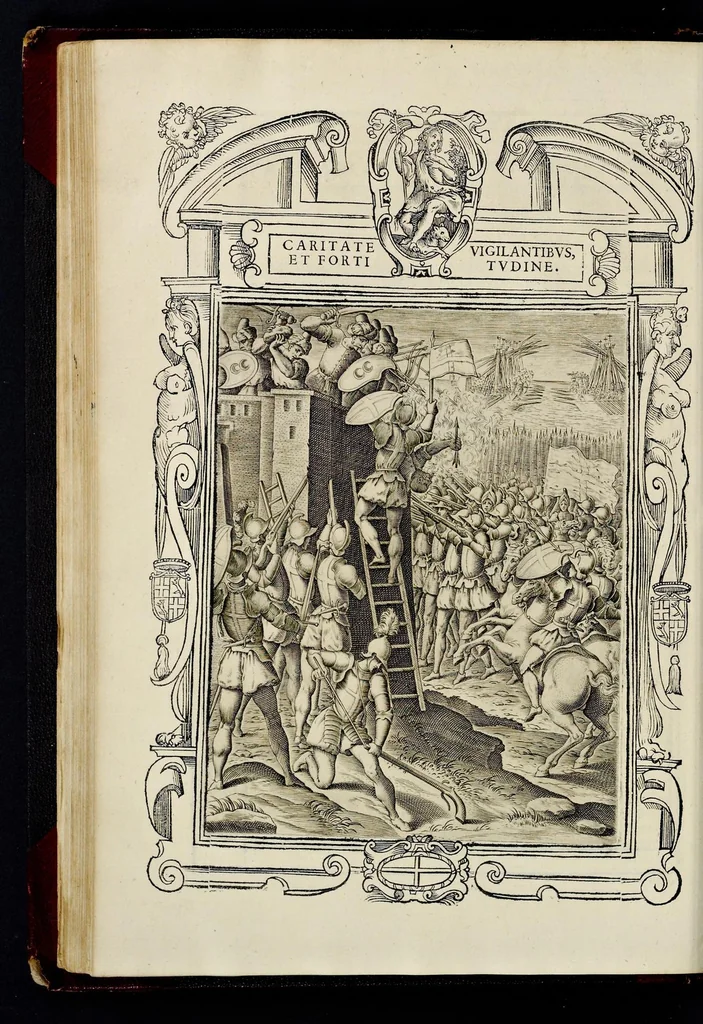 An illustration from Statvta Hospitalis Hiervsalem, 1588, leaf 181