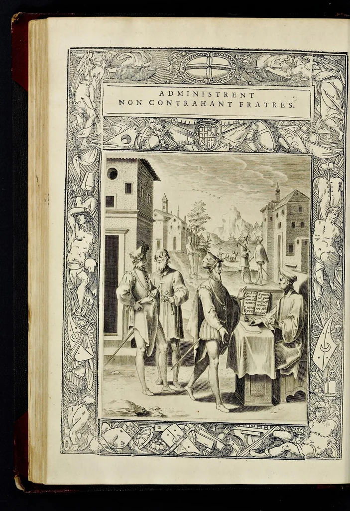An illustration from Statvta Hospitalis Hiervsalem, 1588, leaf 219