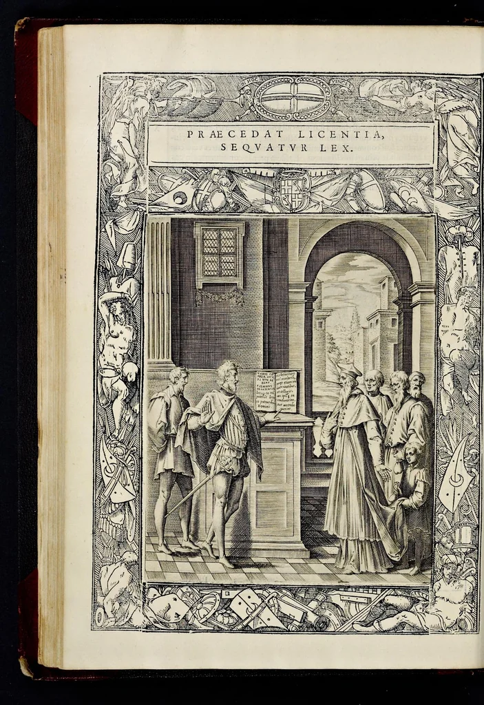 An illustration from Statvta Hospitalis Hiervsalem, 1588, leaf 225
